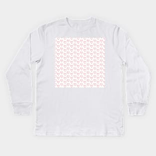 White and red hearts pattern Kids Long Sleeve T-Shirt